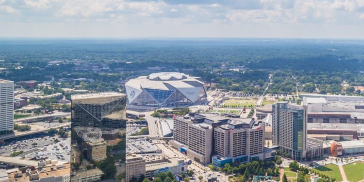 Downtown Atlanta with Mercedes-Benz Stadium